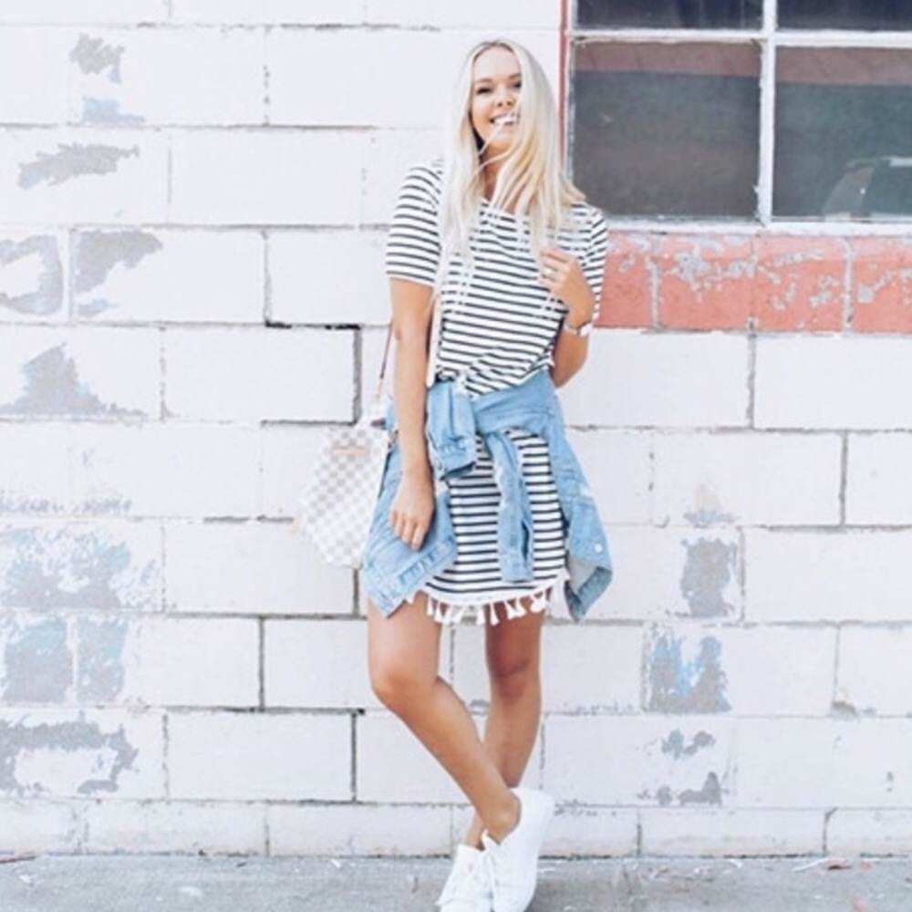 LAST: Small Striped Fringe Dress - Picture 2 of 8